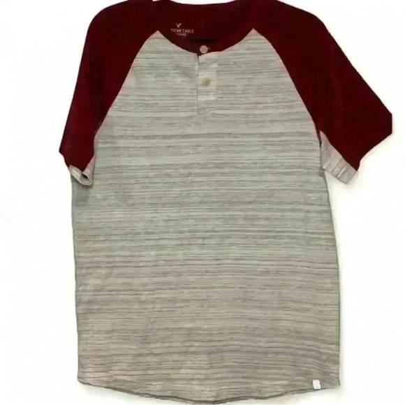 American Eagle Men's XS Gray Henley Shirt Colorblock Active Flex - Picture 1 of 4